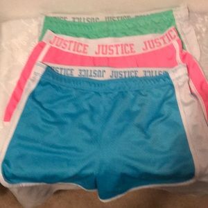 Set of 3 Justice gym shorts size 18